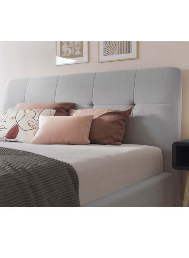 Bed and Mattress Home Vivid Joy Tufted Upholstered Twin Size ( Mattress Size 120 X 200 CM ) Grey Color Bed Size 212 W X 128 L CM ( Mattress Sold Separately )  - Image 3