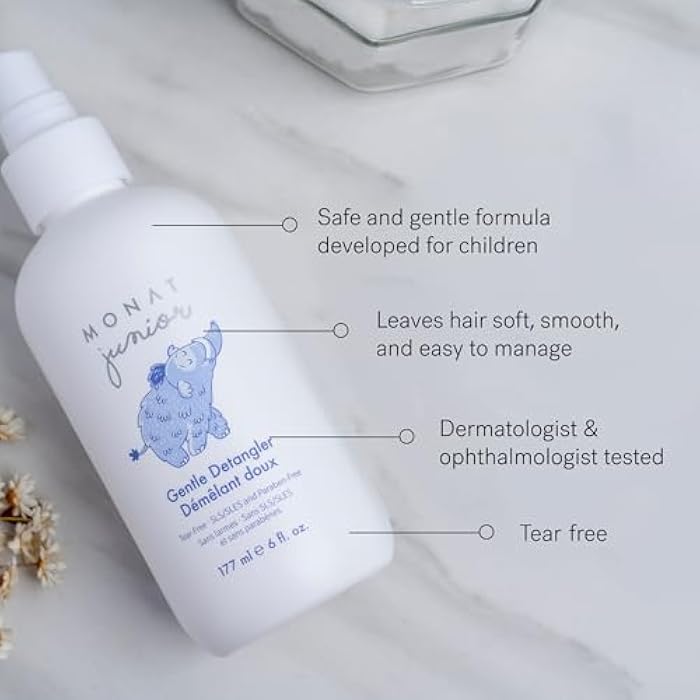 MONAT Junior Gentle 3-in-1 Hair Care System - Shampoo, Conditioner, Detangler for Children (8 fl. oz./6 fl. oz.) - Image 4