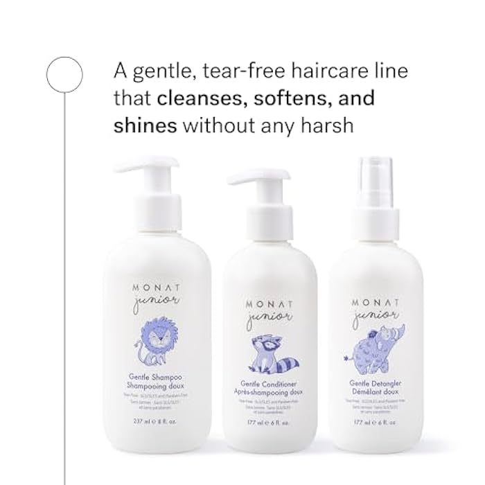 MONAT Junior Gentle 3-in-1 Hair Care System - Shampoo, Conditioner, Detangler for Children (8 fl. oz./6 fl. oz.) - Image 2