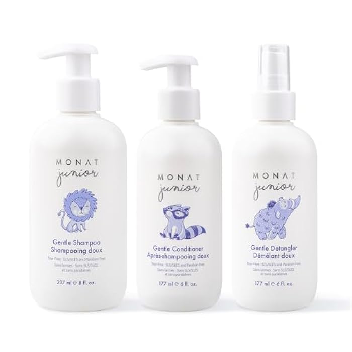 MONAT Junior Gentle 3-in-1 Hair Care System - Shampoo, Conditioner, Detangler for Children (8 fl. oz./6 fl. oz.) - Image 1