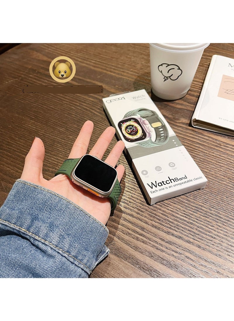 Gear4 - Silicone Rubber Watch Band Strap for Apple Watch Ultra 42mm/44mm/45mm/49mm Dual Colored Dark Green - Image 1