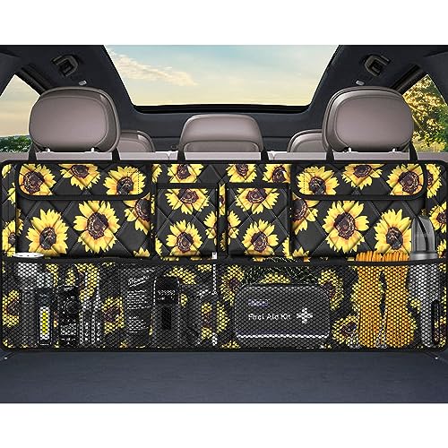 Femuar Car Trunk OrganizerLarge Capacity Backseat Organizer42 in18 inCollapsible Storage Bag with 8 PocektCar Organizer for SUVMPVTruck Sunflower TLAG0114 - Image 1
