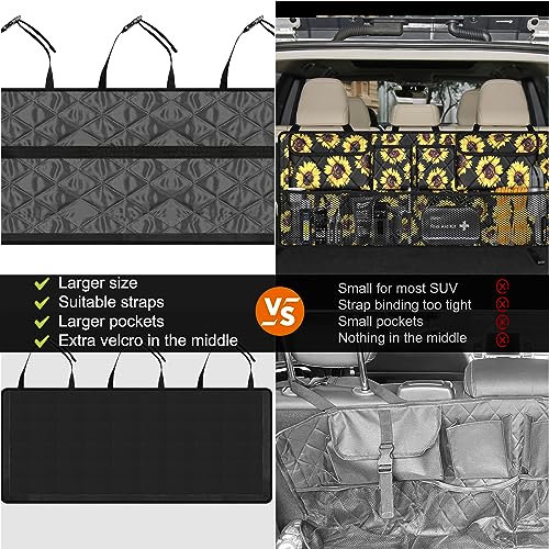 Femuar Car Trunk OrganizerLarge Capacity Backseat Organizer42 in18 inCollapsible Storage Bag with 8 PocektCar Organizer for SUVMPVTruck Sunflower TLAG0114 - Image 3