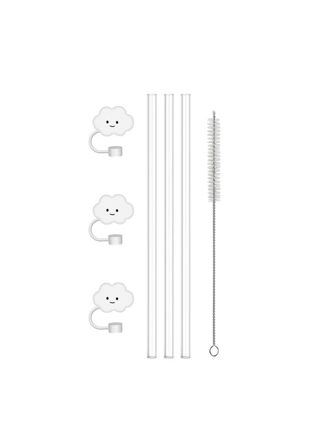Cross-border Stanley PE Straw Replacement Suit Cloud Straw Cap Three-piece Set Stanley Water Cup 40oz Straw-Color:3 Tubes + 1 Brush + 1 Straw Cap Please Note The Color - Image 1
