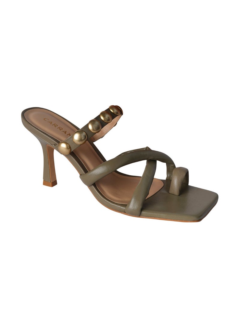 CARRANO Carrano Ladies High Heels Strappy Backless Toe Ring Mules 321042 Cab0643 - Image 1