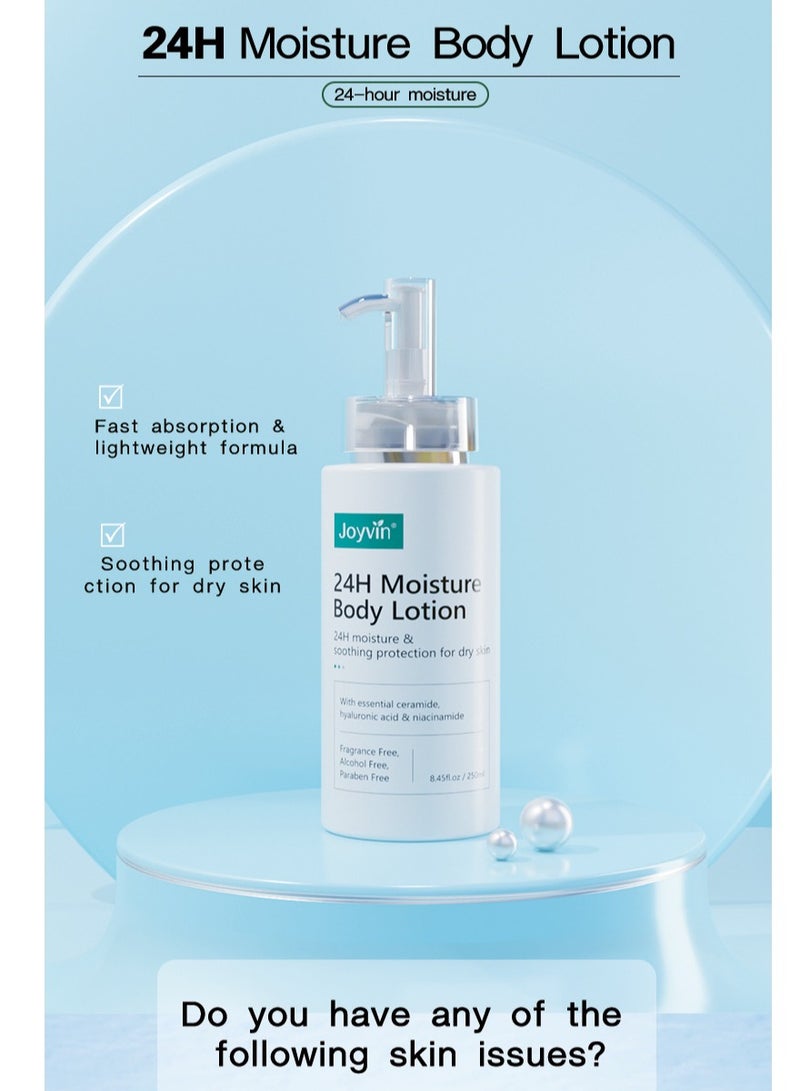 Joyvin 24H MoistureBody Lotion /24H moisture &soothing protection for dry skin With essential ceramide,hyaluronic acid & niacinamide fragrance free/250m - Image 2