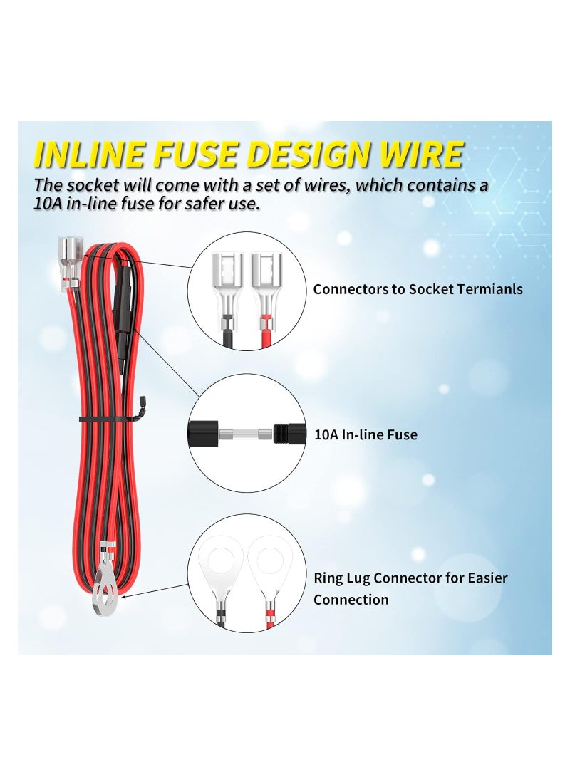 SYOSI 12v Cigarette Lighter Socket, with Cigarette Lighter Plug, Car Cigarette Lighter Replacement Eject Button Auxiliary, Fit for Accessory Plugs, Suitable for Automotive, Car, Truck, Boat, Golf Cart, Etc - Image 3