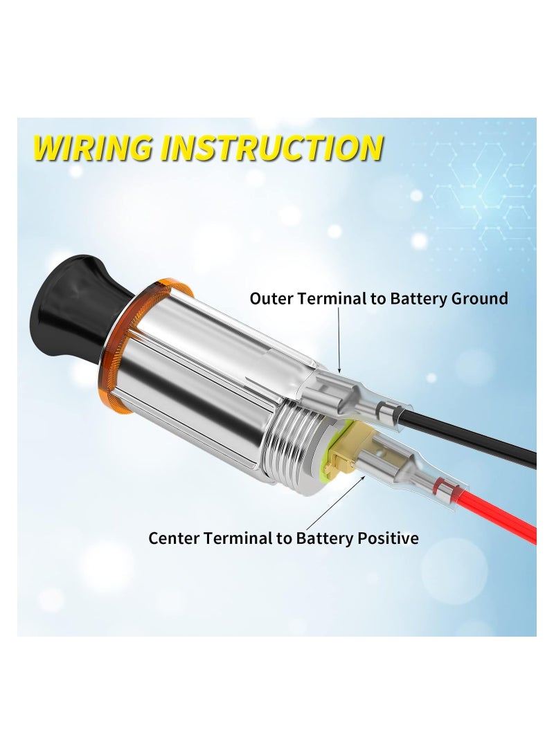 SYOSI 12v Cigarette Lighter Socket, with Cigarette Lighter Plug, Car Cigarette Lighter Replacement Eject Button Auxiliary, Fit for Accessory Plugs, Suitable for Automotive, Car, Truck, Boat, Golf Cart, Etc - Image 2