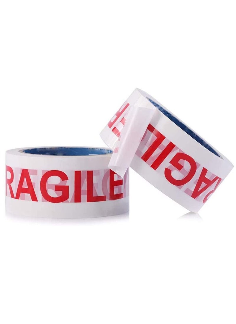Rubik - Fragile Tape Roll 5cm Width x 66 meters Length, Strong Adhesive Red Fragile Warning Packing Tape for Shipping and Moving (1 Roll) - Image 1