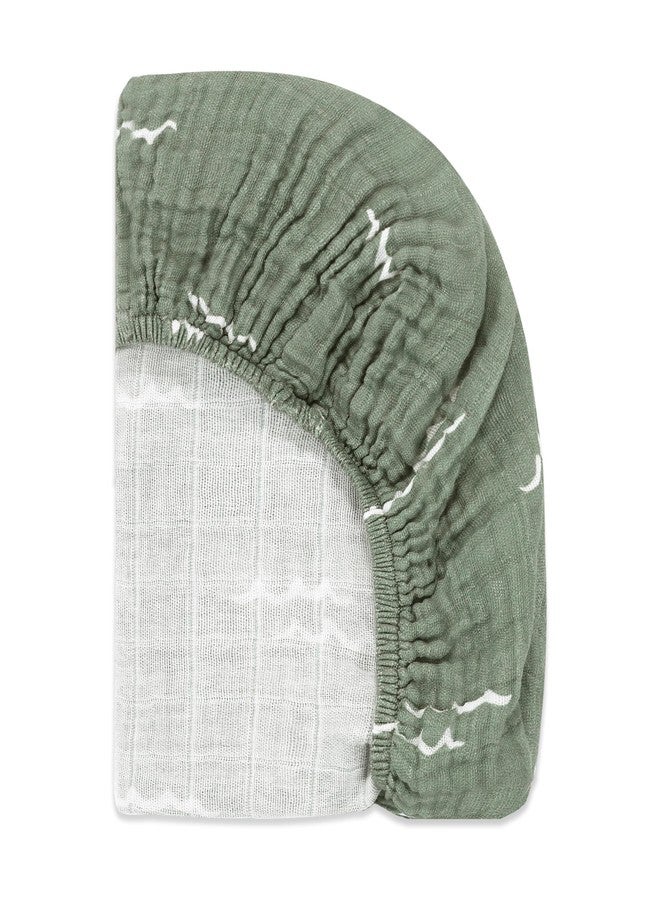 Babyletto 100% Organic Cotton All-Stages Bassinet Sheet, GOTS-Certified, Fitted 360°, Ultra-Soft and Breathable Muslin - Ocean Waves - Image 3