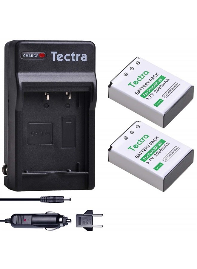 Tectra 2-Pack NP-85 Replacement Battery and Charger Kits for Fujifilm FinePix S1, FinePix SL240, FinePix SL260, FinePix SL280, FinePix SL300, FinePix SL305, FinePix SL1000 Cameras - Image 1