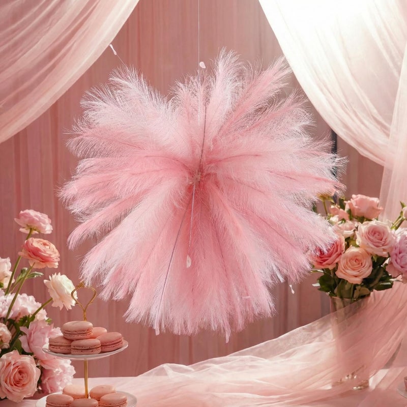 Maysing 60 Sets Valentines Day Hanging Decorations Pink Faux Pampas Grass Decor Tall Fake Pampas Floral for Valentines Day Home Wedding Boho Decoration - Image 1