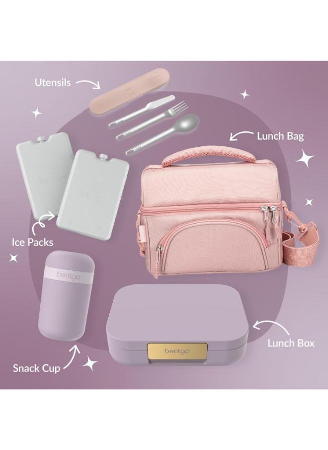 Modern - Versatile 4 - Compartment Bento - Style Lunch Box, Leak - Resistant, Ideal For On - The - Go - Balanced Eating - Bpa Free, Matte Finish And Ergonomic Design - Orchid