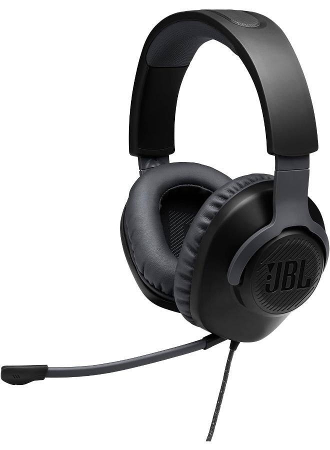 JBL Quantum 100 Over Ear Gaming Headset with Microphone - Black, Wired Black - Image 1