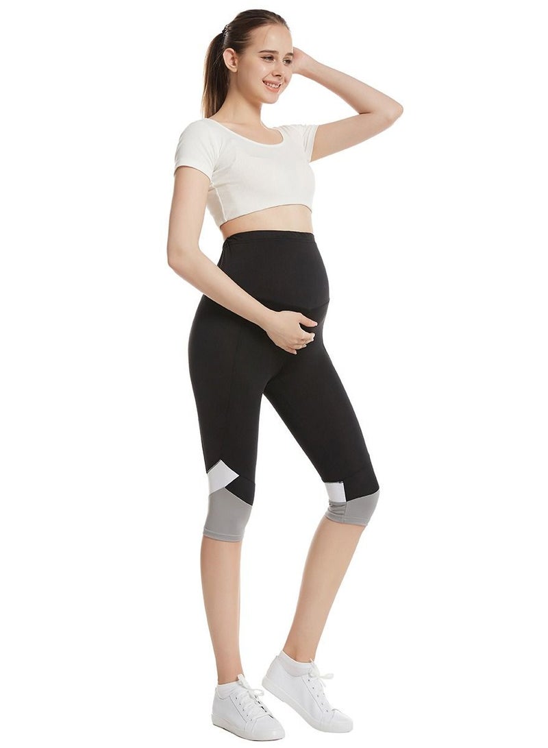 Loquat Maternity Highly Elastic Leggings Sports Casual Cropped Pants Black  - Image 2
