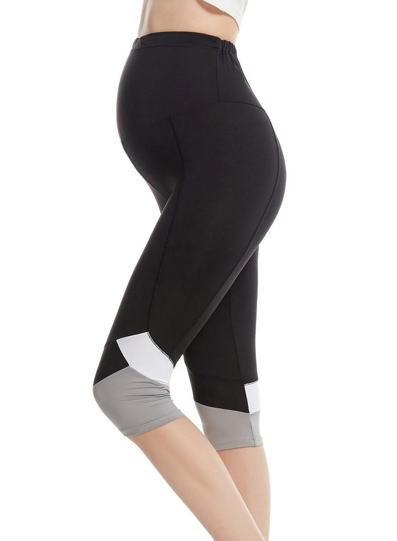 Loquat Maternity Highly Elastic Leggings Sports Casual Cropped Pants Black  - Image 3