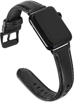 Generic Aladrs Genuine Leather Strap Compatible for Apple Watch Band 49mm 45mm 44mm 42mm, Replacement Wristband for iWatch Ultra (49mm) Series 8 7 (45mm) Series 6 5 4, SE (44mm) Series 3 2 1 (42mm), Black 