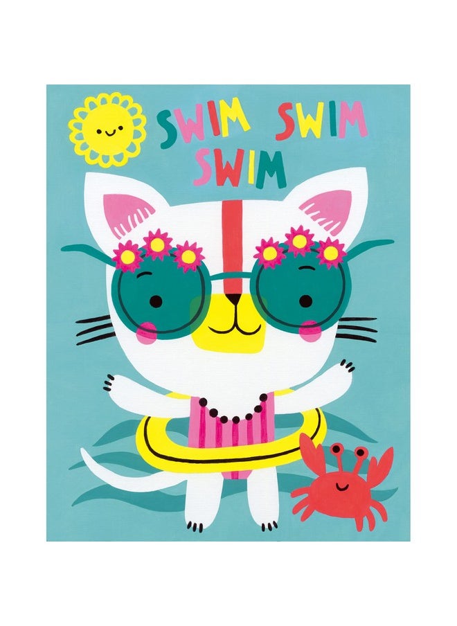 Dimensions - Paintworks Swim Cat Paint By Number Kit For Kids And Adults Finished Project 8" X 10" Multicolor 9 Piece - Image 1