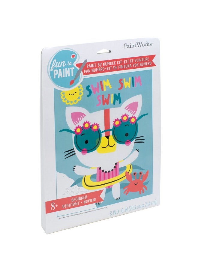 Dimensions - Paintworks Swim Cat Paint By Number Kit For Kids And Adults Finished Project 8" X 10" Multicolor 9 Piece - Image 1