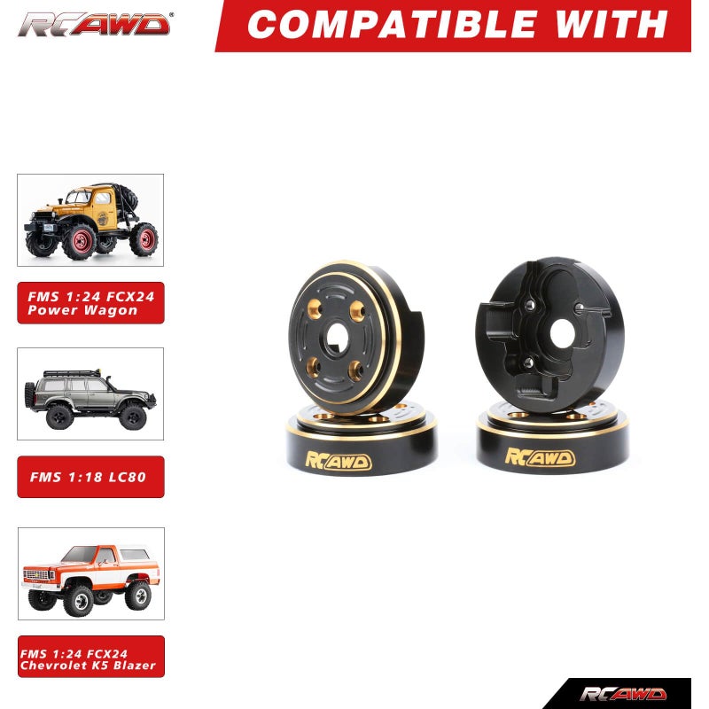 Generic RCAWD Portal Axles Brass Weights 148g for FMS FCX24 Power Wagon, Smasher,K5 Blazer & FCX18 LC80 Land Cruiser 80 Upgrades, 1/24 1/18 Front & Rear Set Parts Black  - Image 2