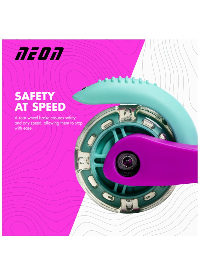 NEON - Neon Bolt is The Perfect 3 Wheels Scooter for First-time Riders, Decked Out with ‘Lean-to-Steer’ Technology and Light-up Wheels (Pink) - Image 1