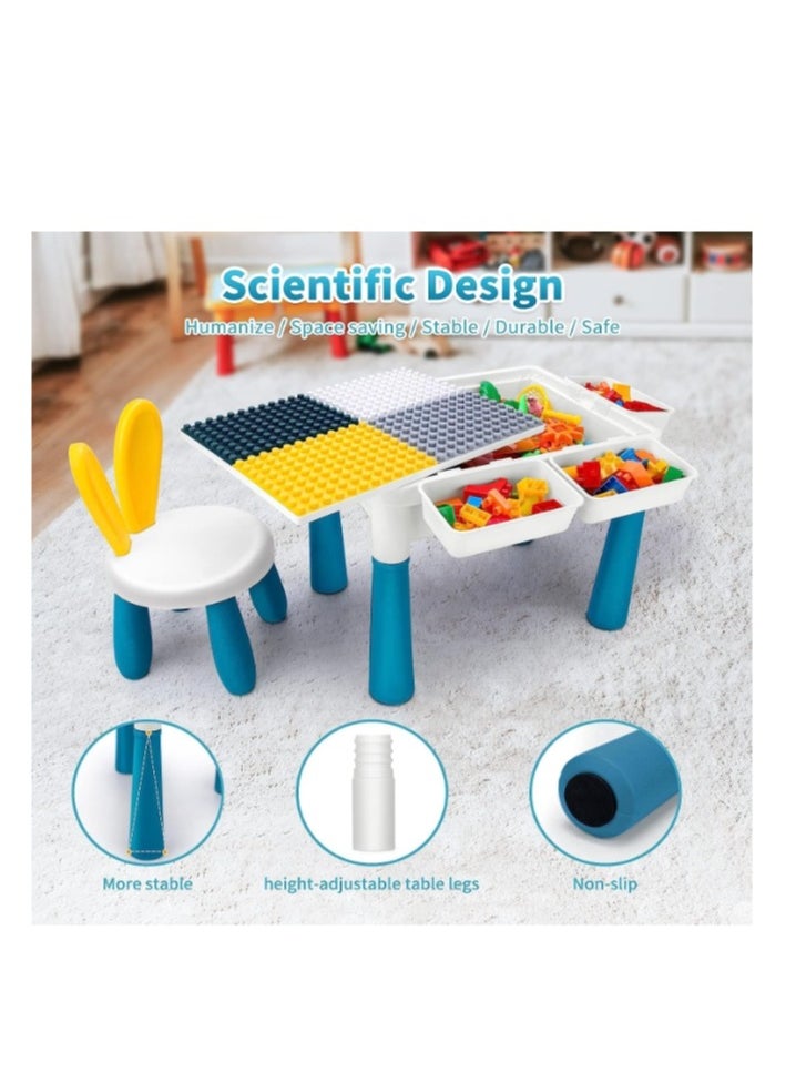 OASIS-TH - Kids Activity Table Set  Children's Block Table with one chair Table size 38CM - Image 1