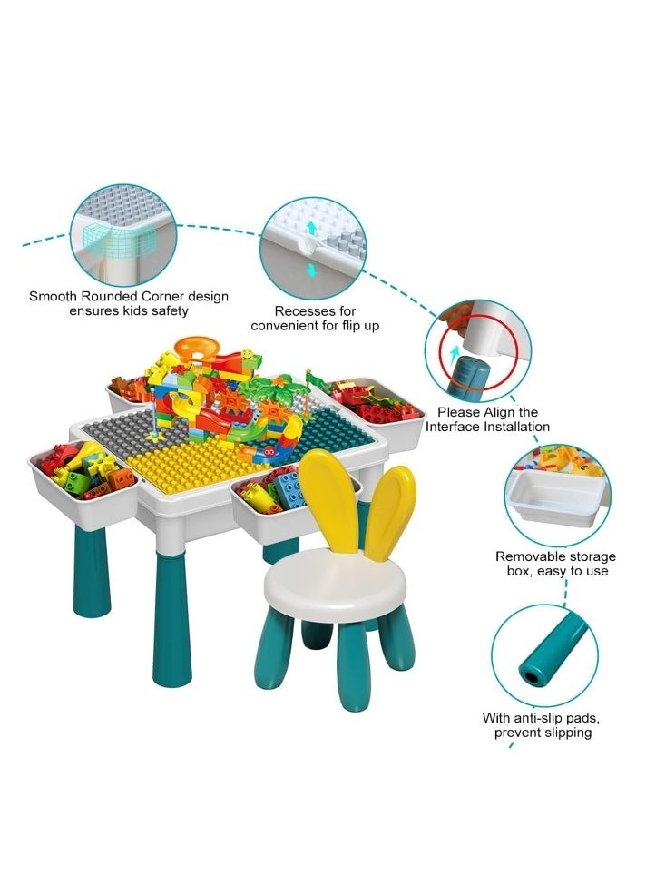 OASIS-TH - Kids Activity Table Set  Children's Block Table with one chair Table size 38CM - Image 1