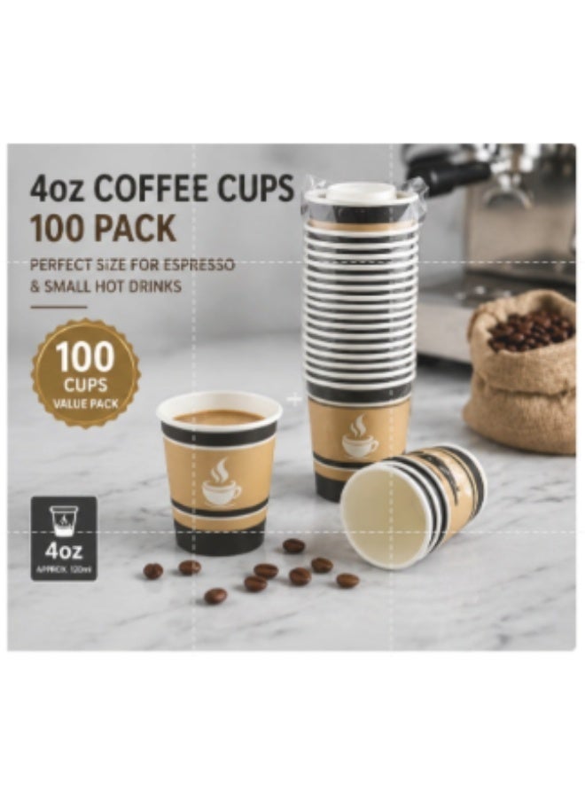 4oz Disposable Coffee Cups 100 Pack Espresso Paper Cups Thick Leak Proof Heat Resistant Small Coffee Cups for Hot Drinks Office Cafe - Image 2
