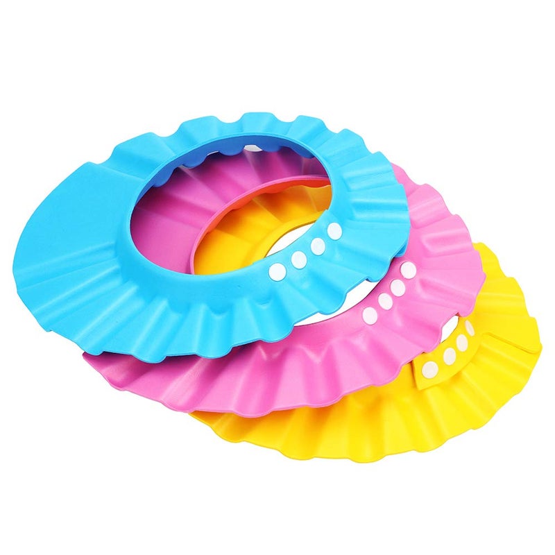 SUNTRADE Shampoo Shower Bathing Protection Bath Cap Adjustable Visor Hat for Toddler, Baby, Kids, Children,Set of 3 - Image 1