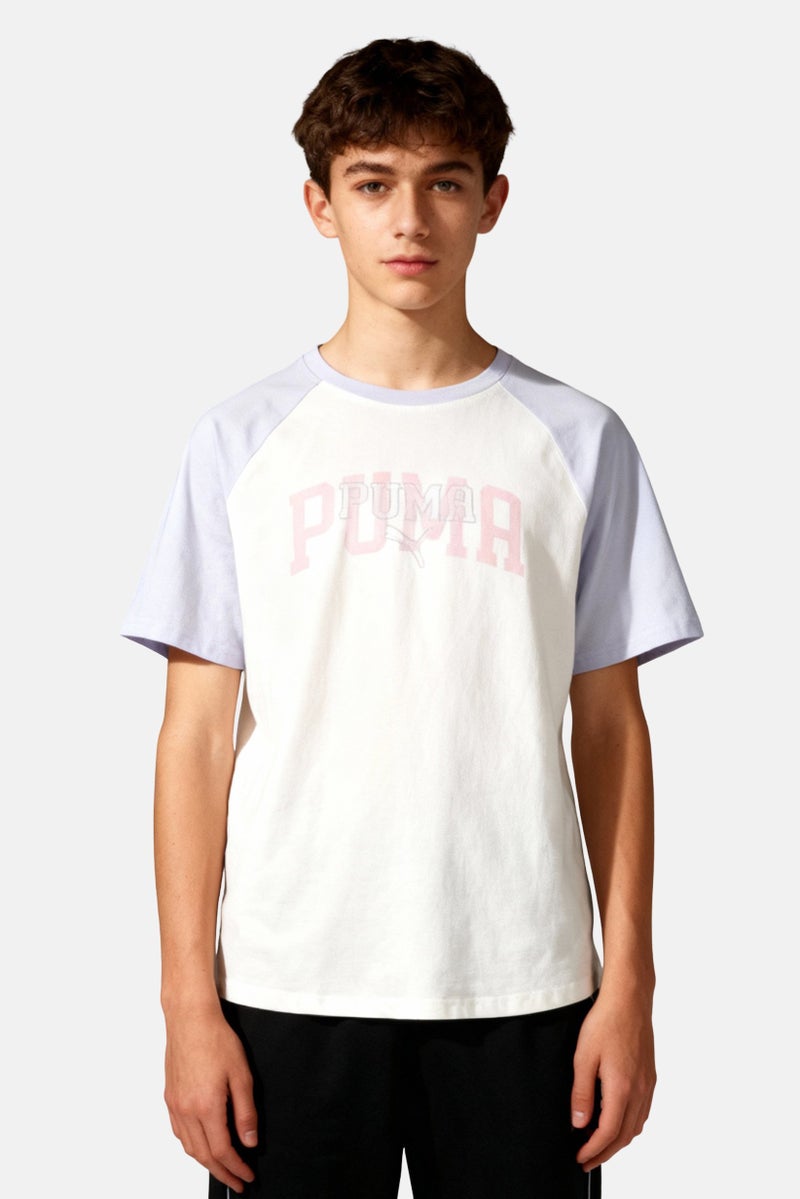 PUMA Kids Boy Sportswear Fit Short Sleeve Outdoor T-Shirt, White - Image 1