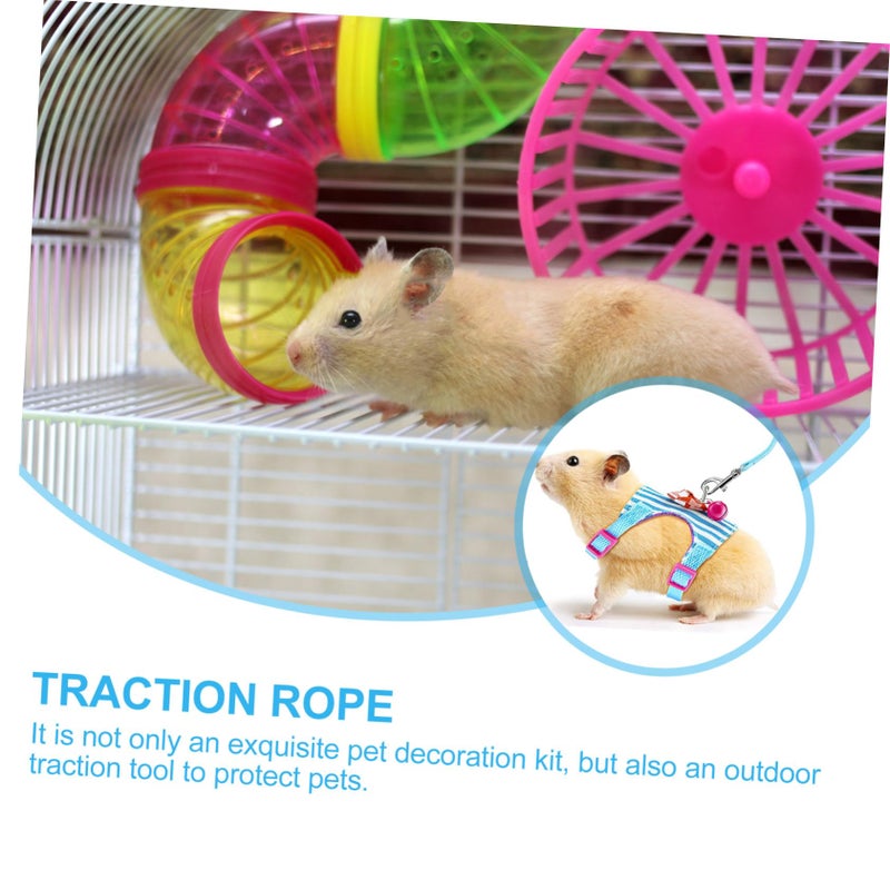 Adjustable Small Pet Harness For Rats Hamsters Breathable Cloth Leash Blue Pink Stripes - Image 5