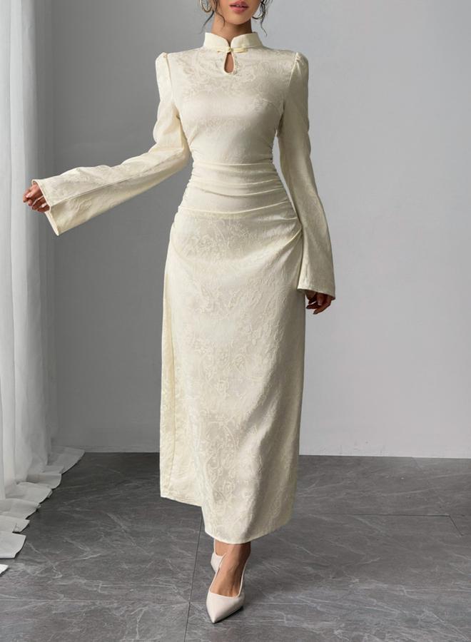 Take Two Floral Print Ruched Detail A-Line Maxi Dress - Image 1