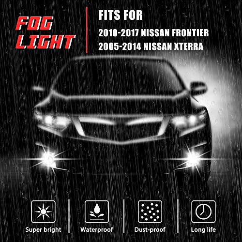 A ABIGAIL Driving Fog Lights Lamps Replacement for 2005-2015 Nissan Xterra & Nissan 2010-2017 Frontier with H11 12V 55W Halogen Bulbs & Switch and Wiring Kit (Clear Lens) - Image 3