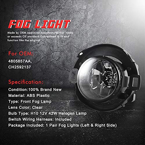 A ABIGAIL Driving Fog Lights Lamps Replacement for 2005-2015 Nissan Xterra & Nissan 2010-2017 Frontier with H11 12V 55W Halogen Bulbs & Switch and Wiring Kit (Clear Lens) - Image 4