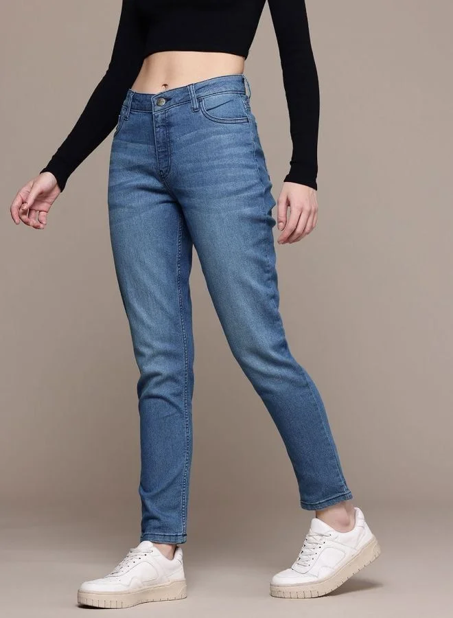 Freehand  Women Slim Fit Solid Mid Rise Jeans  | Best Price UAE