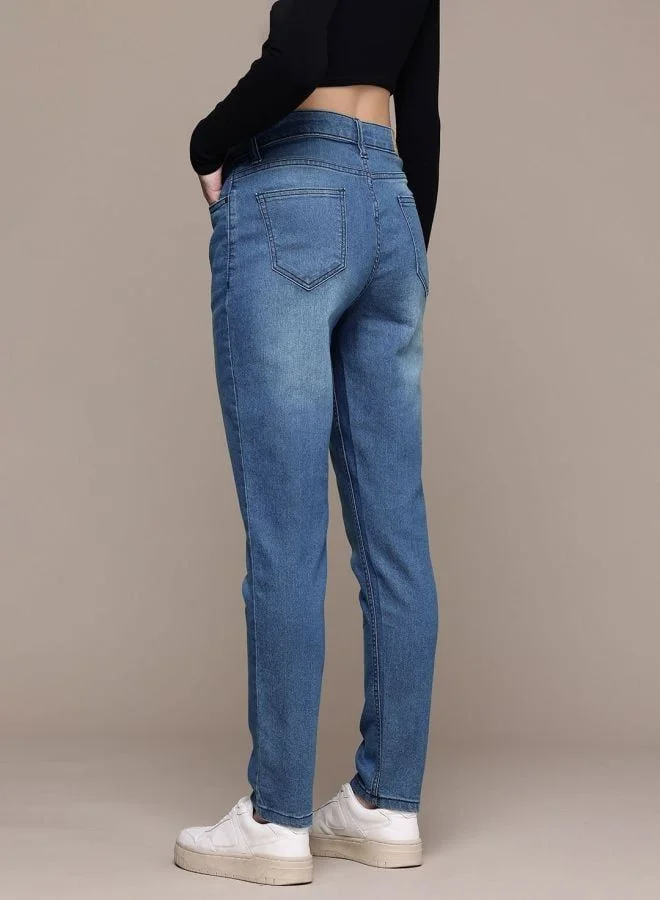 Freehand  Women Slim Fit Solid Mid Rise Jeans  | Best Price UAE