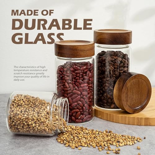 Femora Glass Jars For Kitchen| Borosilicate Glass Jar With Wooden Lid| Glass Storage Jar For Kitchen|1 Year Warranty| Fancy Jars for Gifting, Snacks, Spice, Cookies, Dry Food, Pickles|350ml| Set Of 1 - Image 5