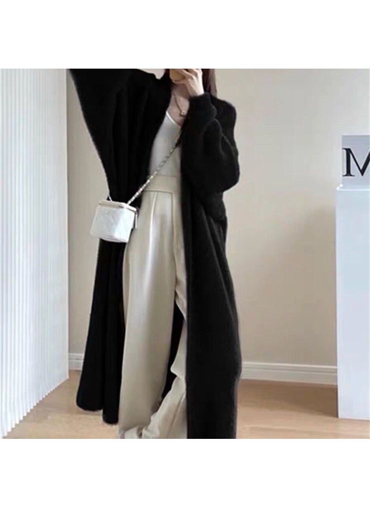 Generic - Autumn Winter Ladies Knitted Long Lazy Style Fashionable Sweet Cute Thick Wool Coat Soft Plushy Macaron Color Regular Sleeve Light Blue - Image 1