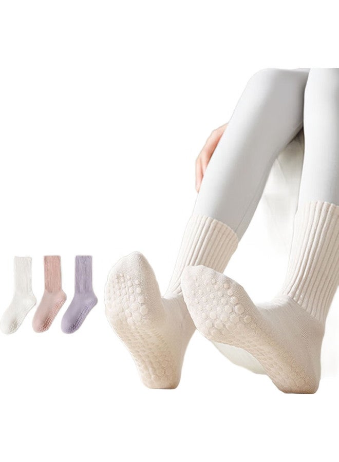 Dweck Yoga Socks, Professional Non-Slip Pilates Dance Sports, Women'S Mid-Calf Long Socks, High Rib, White, 2 Pairs - Image 2
