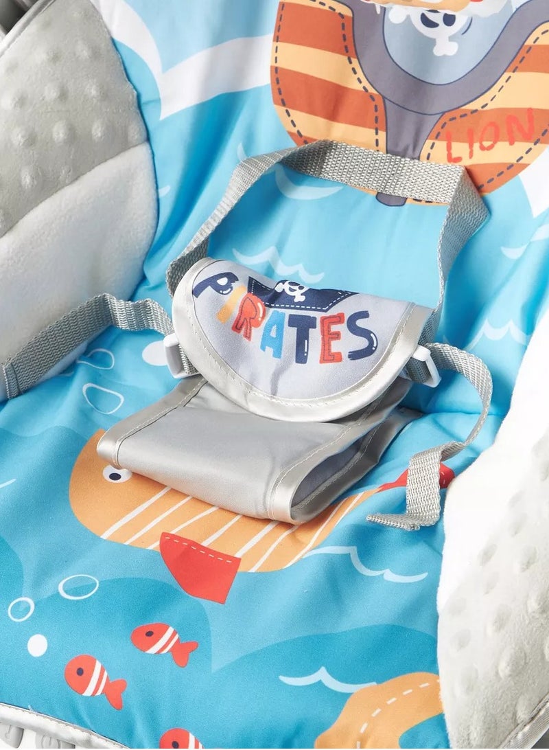 Factory Price اهتزازة أطفال مطبوعة مع موسيقى مهدئة، اهتزازات هادئة وألعاب قابلة للإزالة - أسد القراصنة - Image 5