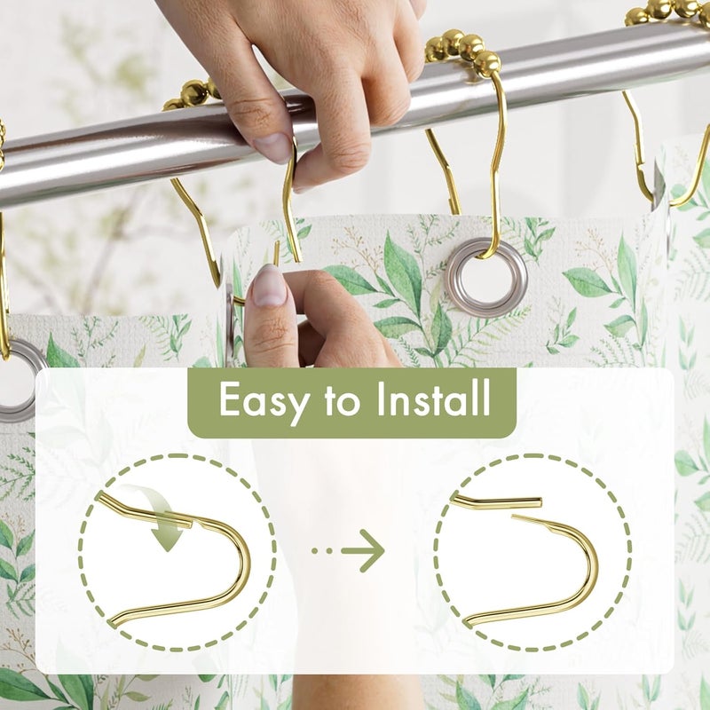Amazer Shower Curtain Rings, Rust-Resistant Metal Shower Hooks Ring Shower Rings for Curtain Rolling Shower Curtain Hooks for Bathroom Shower Rod Shower Curtain Hangers, Set of 12, Gold - Image 4