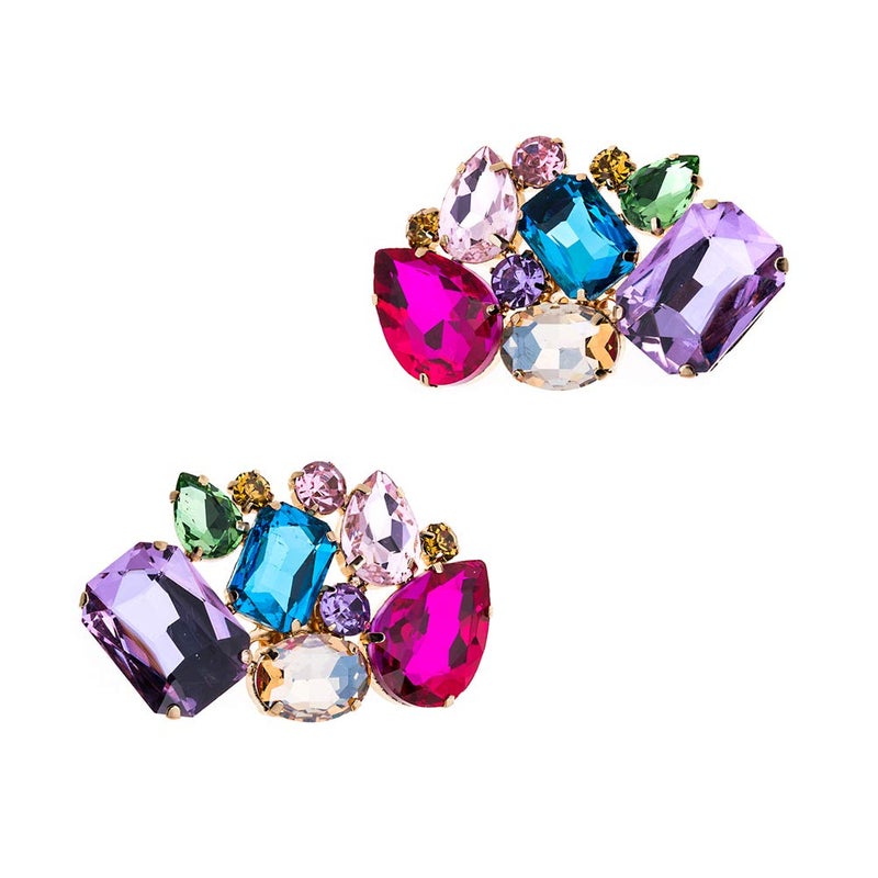 Ruihfas 2Pcs Brilliant Multicolored Crystal Shoe Clips Buckles Rhinestone Removable Decorative Shoes Jewelry Accessories Decoration for Women - Image 1