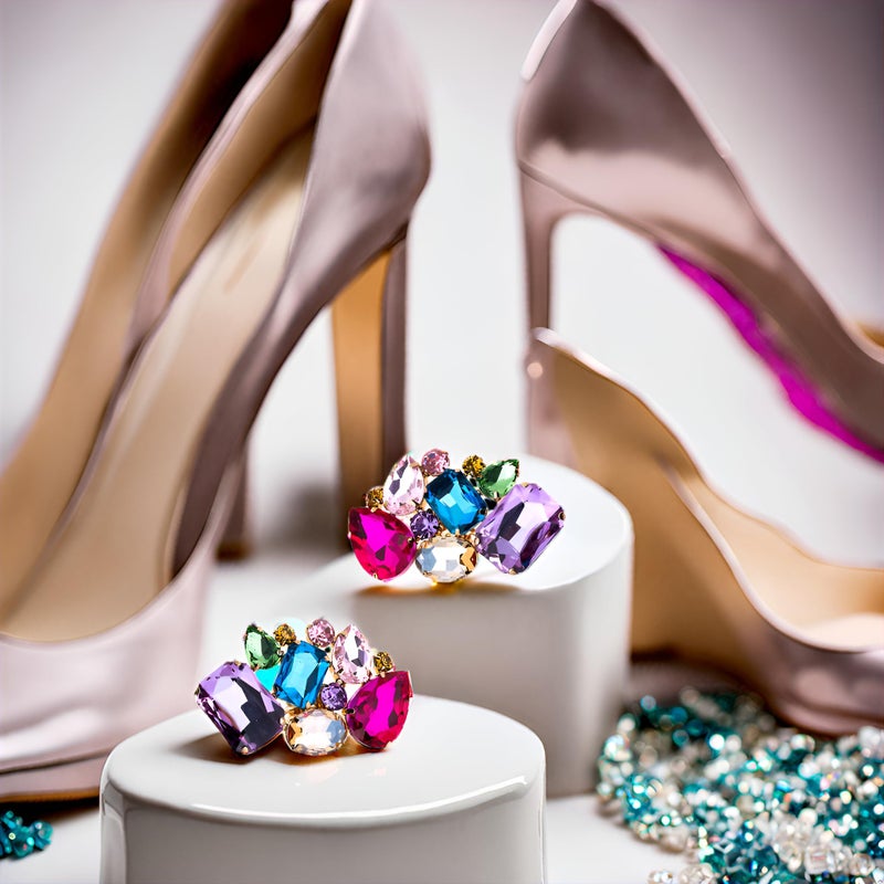 Ruihfas 2Pcs Brilliant Multicolored Crystal Shoe Clips Buckles Rhinestone Removable Decorative Shoes Jewelry Accessories Decoration for Women - Image 2