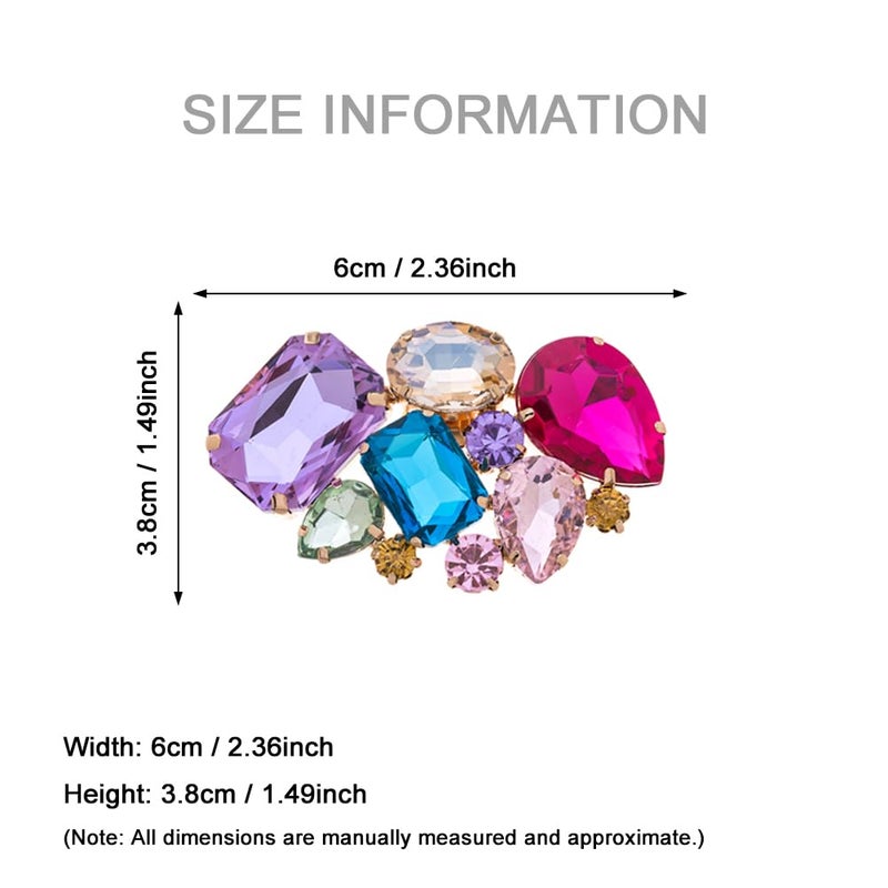 Ruihfas 2Pcs Brilliant Multicolored Crystal Shoe Clips Buckles Rhinestone Removable Decorative Shoes Jewelry Accessories Decoration for Women - Image 5