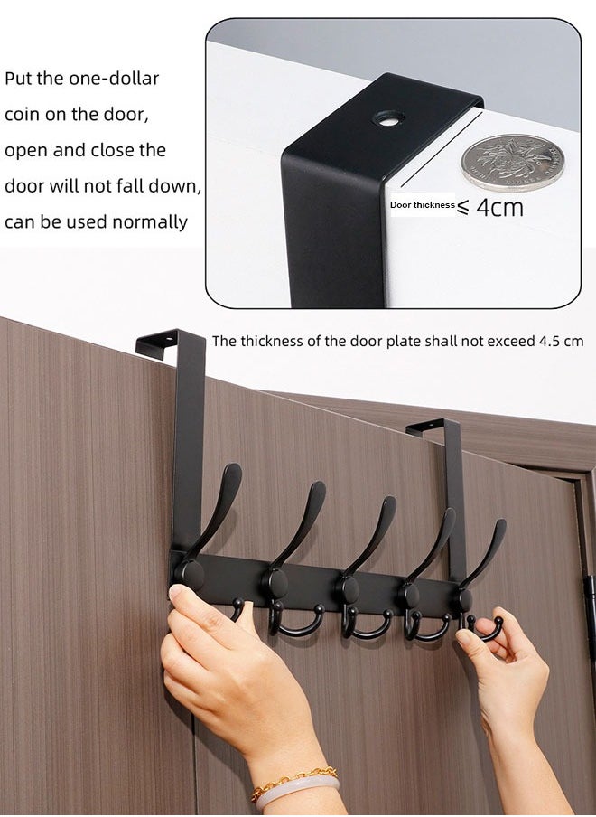 BOUND MOAT - 2PCS Door Hanger Over The Door Hooks for Hanging Coat Rack Clothes Hat Stainless Steel Over The Door Towel Rack with 5 Hooks for Bedroom Closet and Bathroom - Image 1