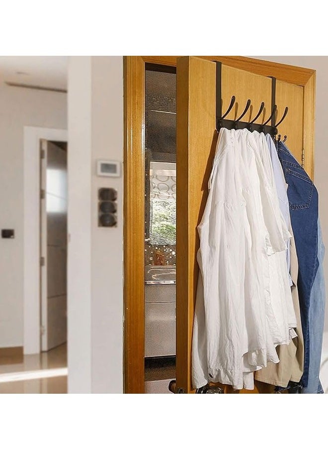 BOUND MOAT - 2PCS Door Hanger Over The Door Hooks for Hanging Coat Rack Clothes Hat Stainless Steel Over The Door Towel Rack with 5 Hooks for Bedroom Closet and Bathroom - Image 1