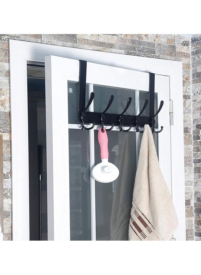 BOUND MOAT - 2PCS Door Hanger Over The Door Hooks for Hanging Coat Rack Clothes Hat Stainless Steel Over The Door Towel Rack with 5 Hooks for Bedroom Closet and Bathroom - Image 1