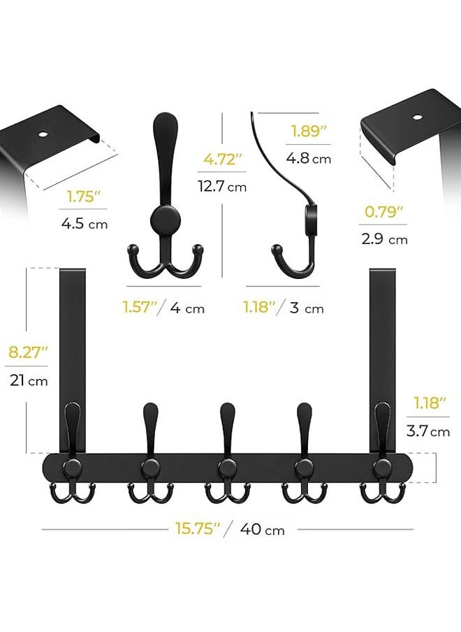 BOUND MOAT - 2PCS Door Hanger Over The Door Hooks for Hanging Coat Rack Clothes Hat Stainless Steel Over The Door Towel Rack with 5 Hooks for Bedroom Closet and Bathroom - Image 1