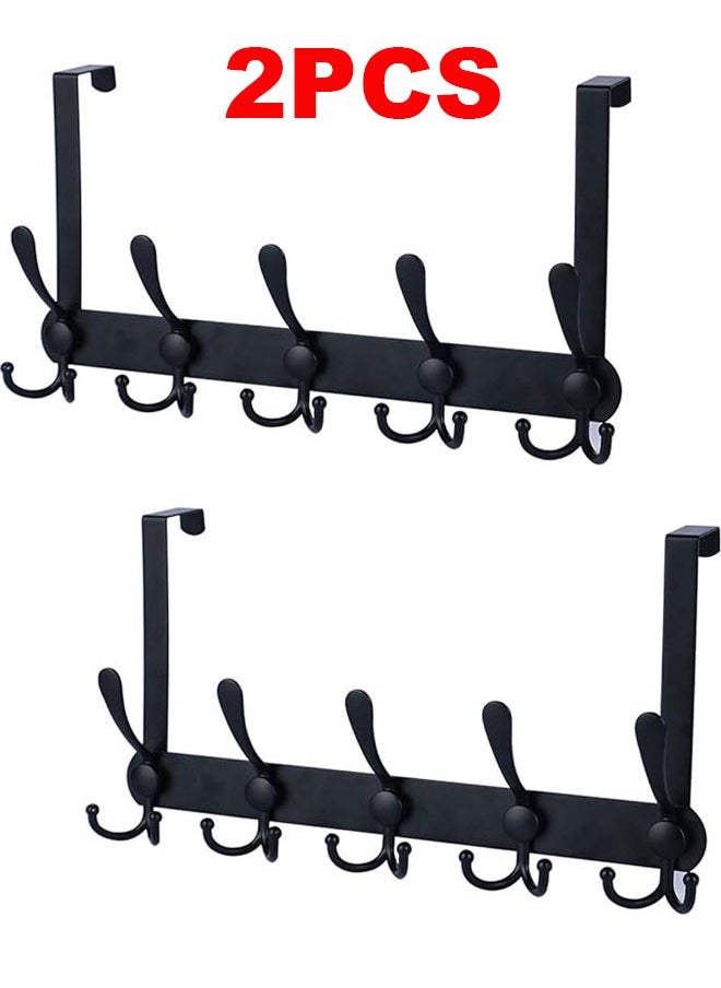 BOUND MOAT - 2PCS Door Hanger Over The Door Hooks for Hanging Coat Rack Clothes Hat Stainless Steel Over The Door Towel Rack with 5 Hooks for Bedroom Closet and Bathroom - Image 1