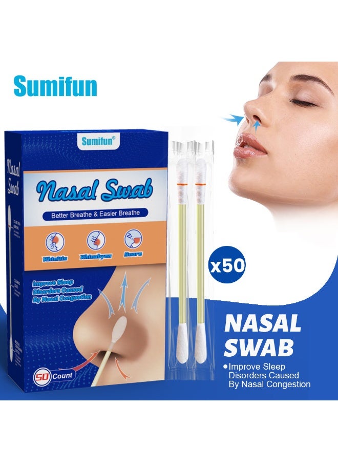 سوميفون sumifun الأنف القطن مسك 50 حزمة منفصلة محمولة للأطفال الأنف مهدئة مسك القطن - Image 1